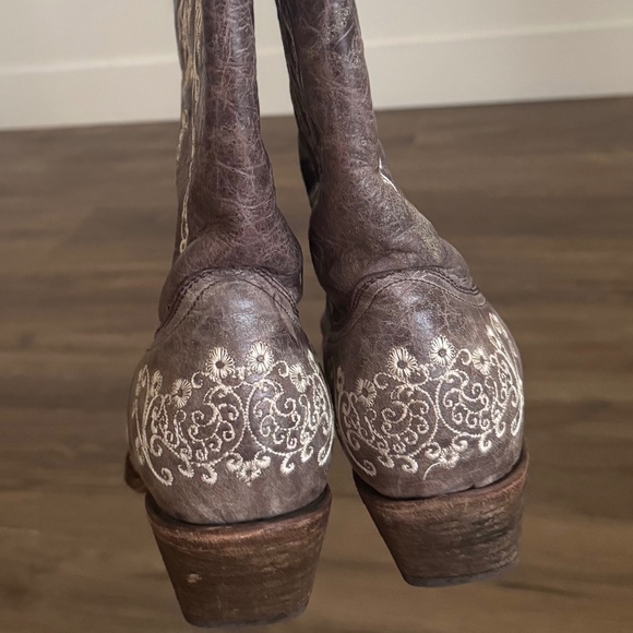 CORRAL Women’s Brown Crater Bone Embroidery Snip Toe Cowboy Boots A1094 - Picture 10 of 10